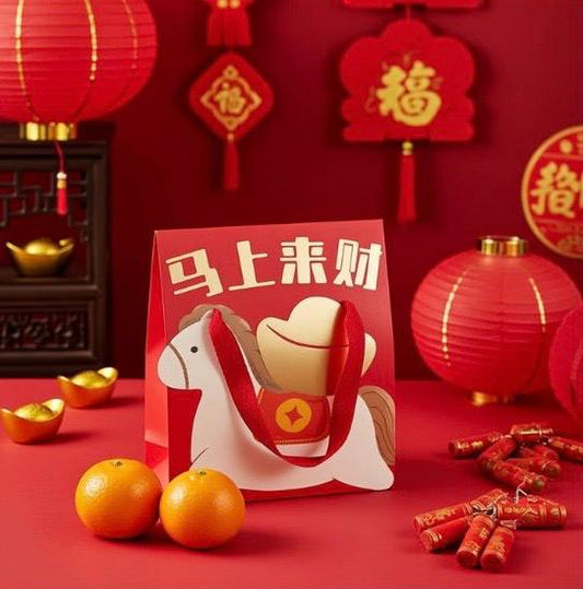 CNY Auspicious Gift Bag (2pc mandarin orange & red packet)
